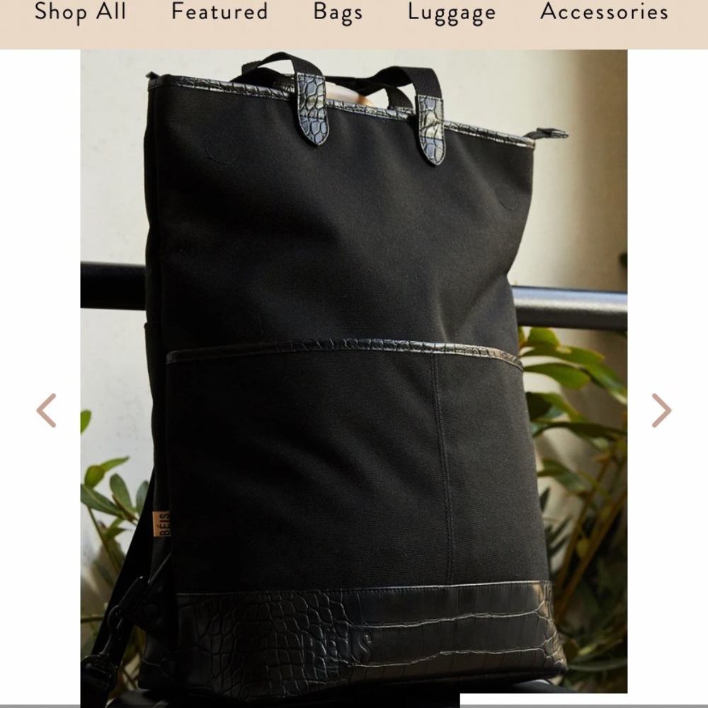 Beis Convertible Backpack in Black Croc